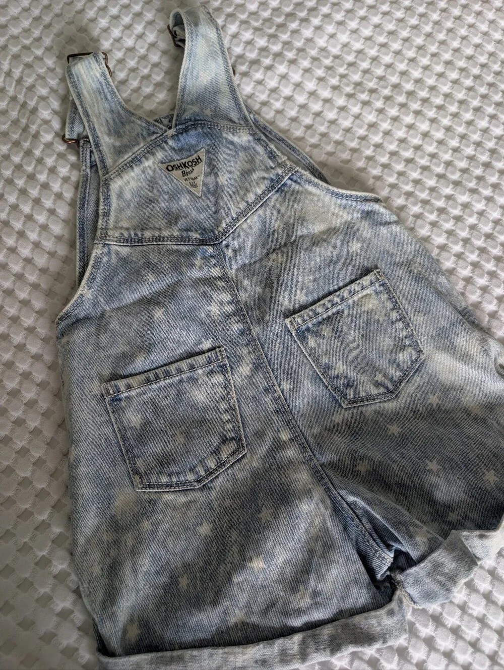 Oshkosh Faded Denim Shortalls With White Star Print
